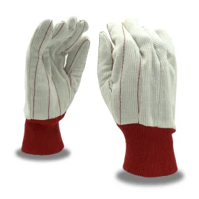 12 Pairs - Corded, Knit Wrist, Double Palm, Canvas Gloves