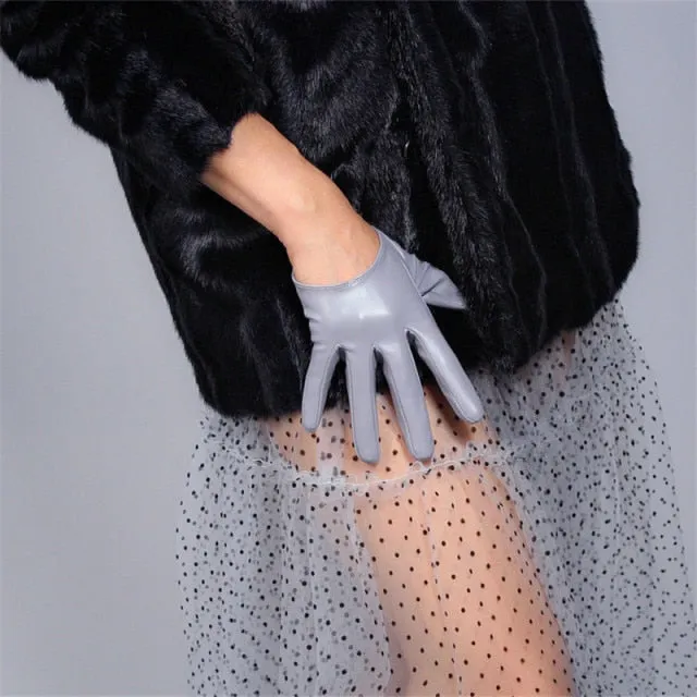 Ashore Shop Womens Extra Long Faux Leather Silver Gray Gloves