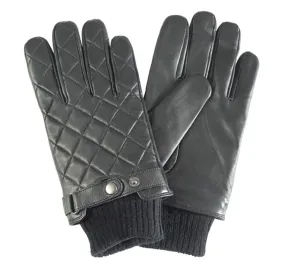 Barbour Mens Quilted Leather Gloves Black