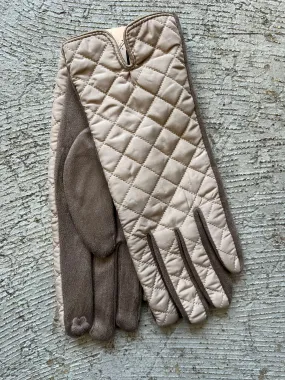 Beige Quilted Gloves