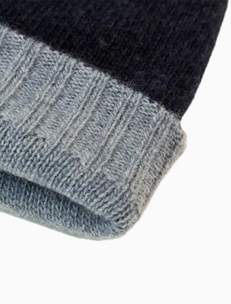 Blue & Light Blue Reversible Wool & Cashmere Beanie