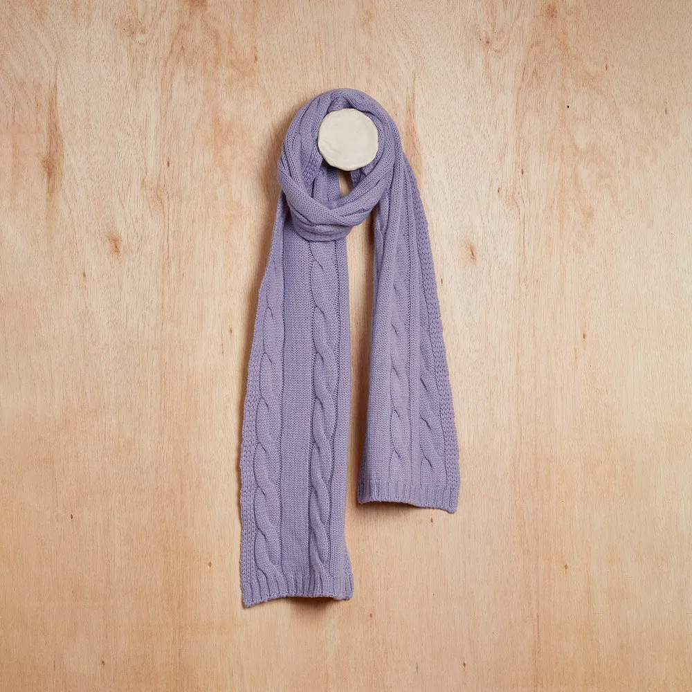 Cable Knit Scarf - Lilac