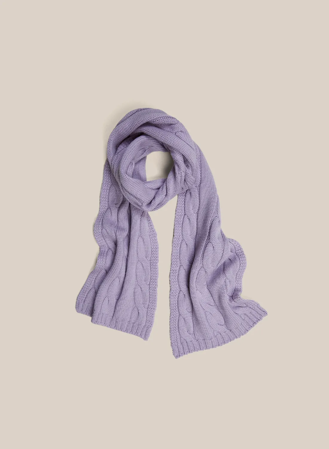 Cable Knit Scarf - Lilac