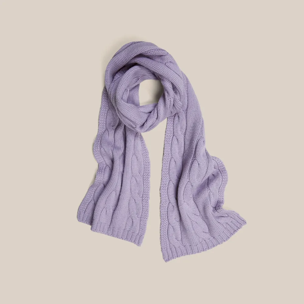 Cable Knit Scarf - Lilac