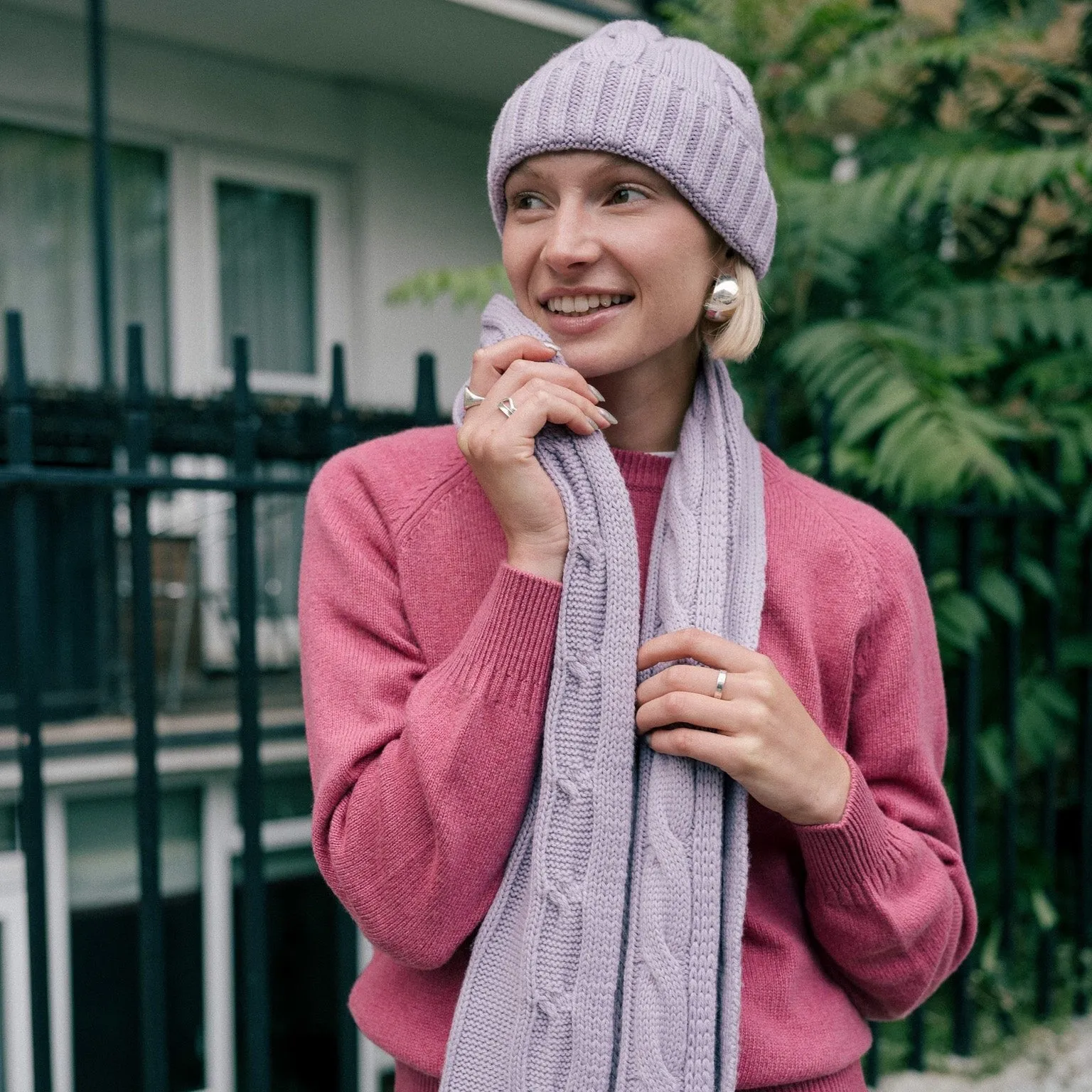 Cable Knit Scarf - Lilac