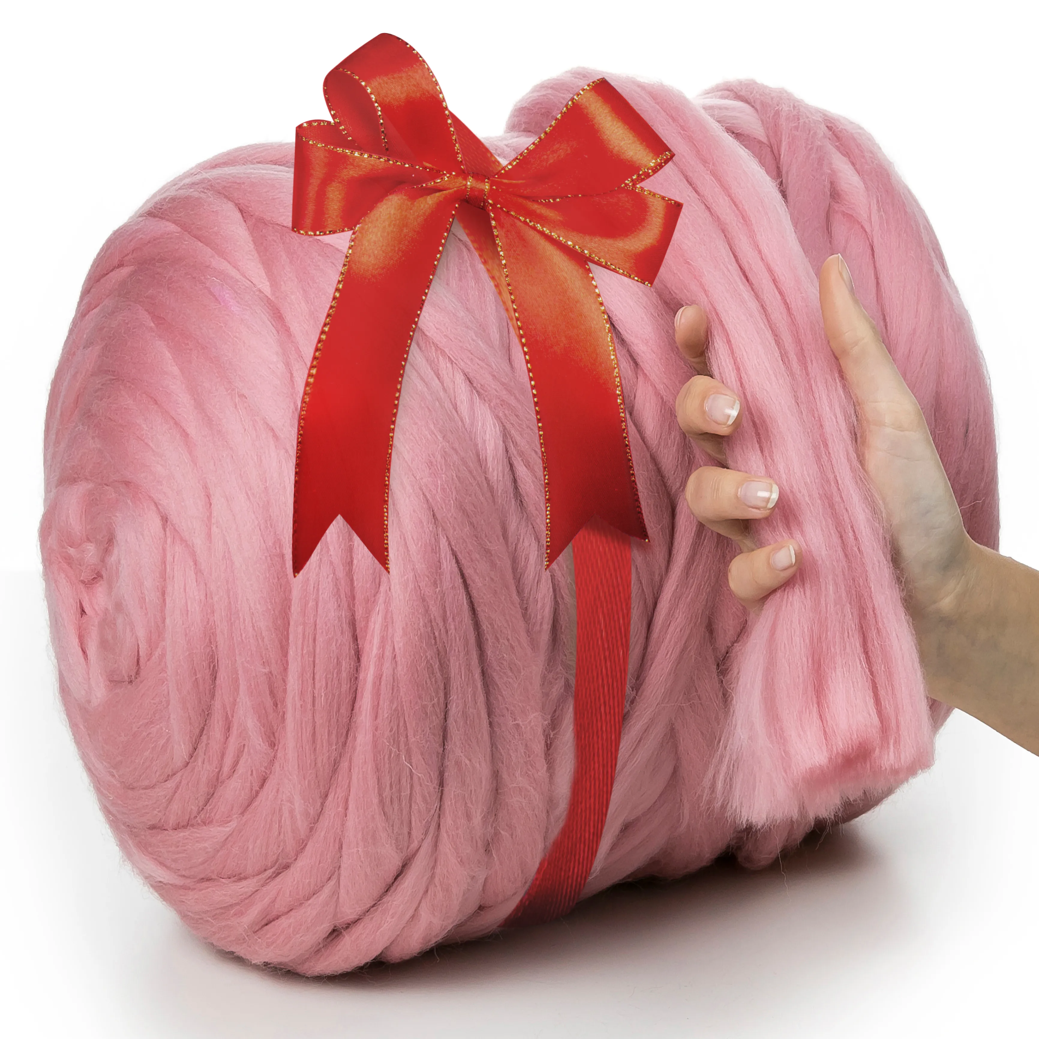 CANDY PINK SUPER CHUNKY MERINO WOOL 4-5 CM, 25 MICRONS