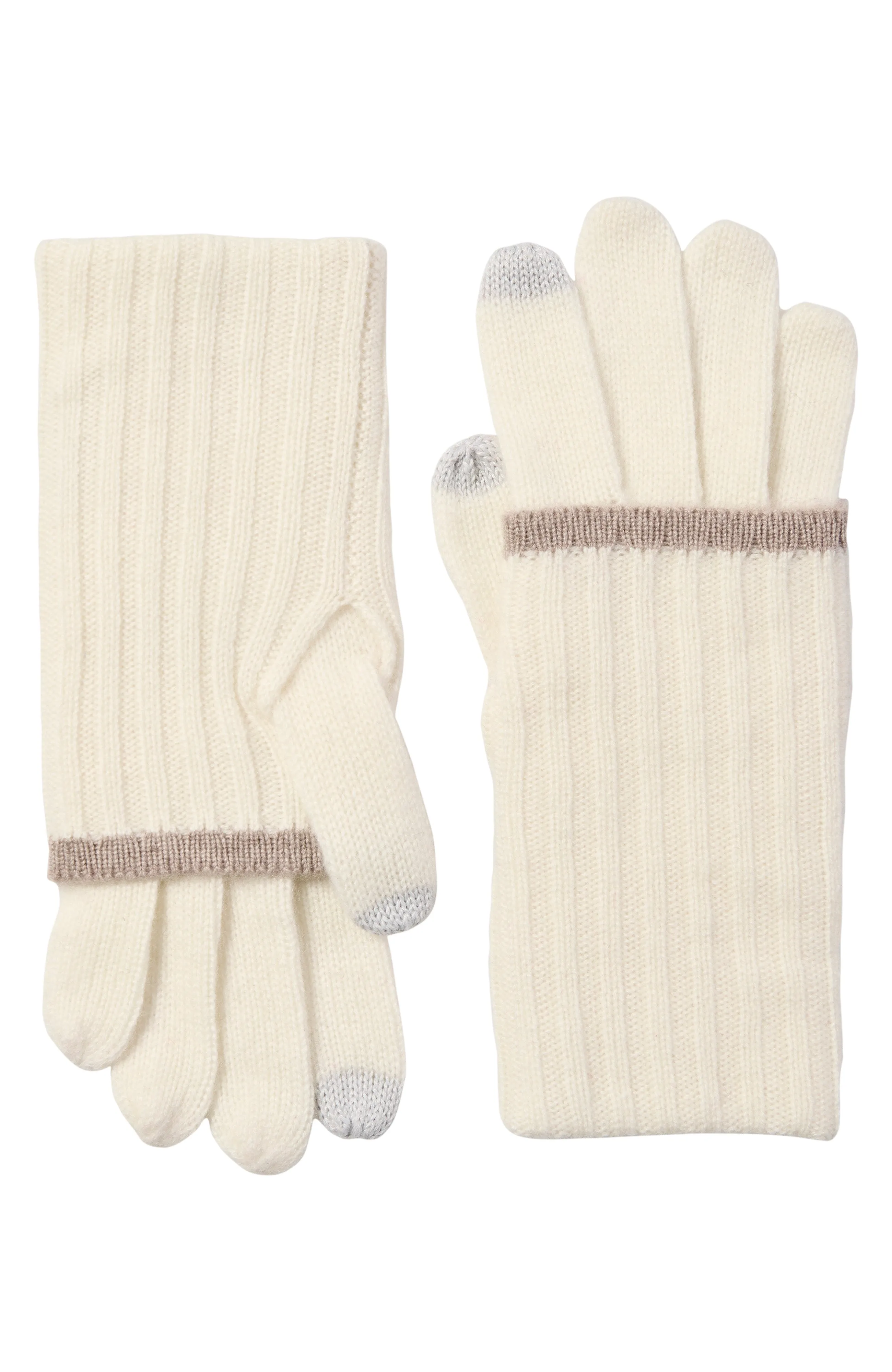 CASHMERE GLOVE WITH RIBBED OVERLAY