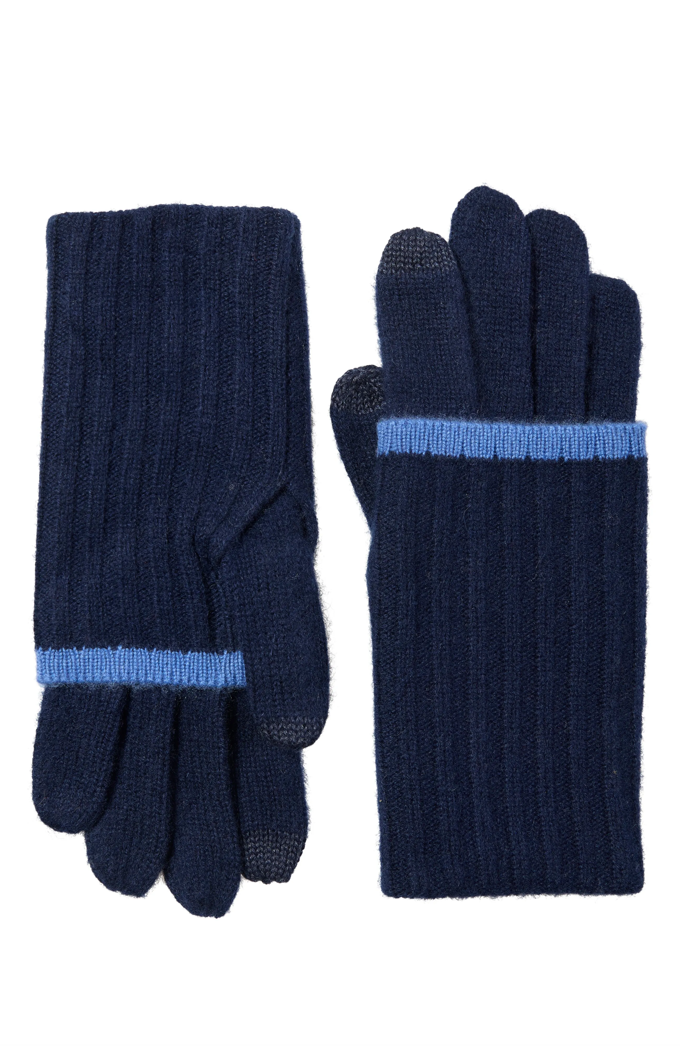 CASHMERE GLOVE WITH RIBBED OVERLAY