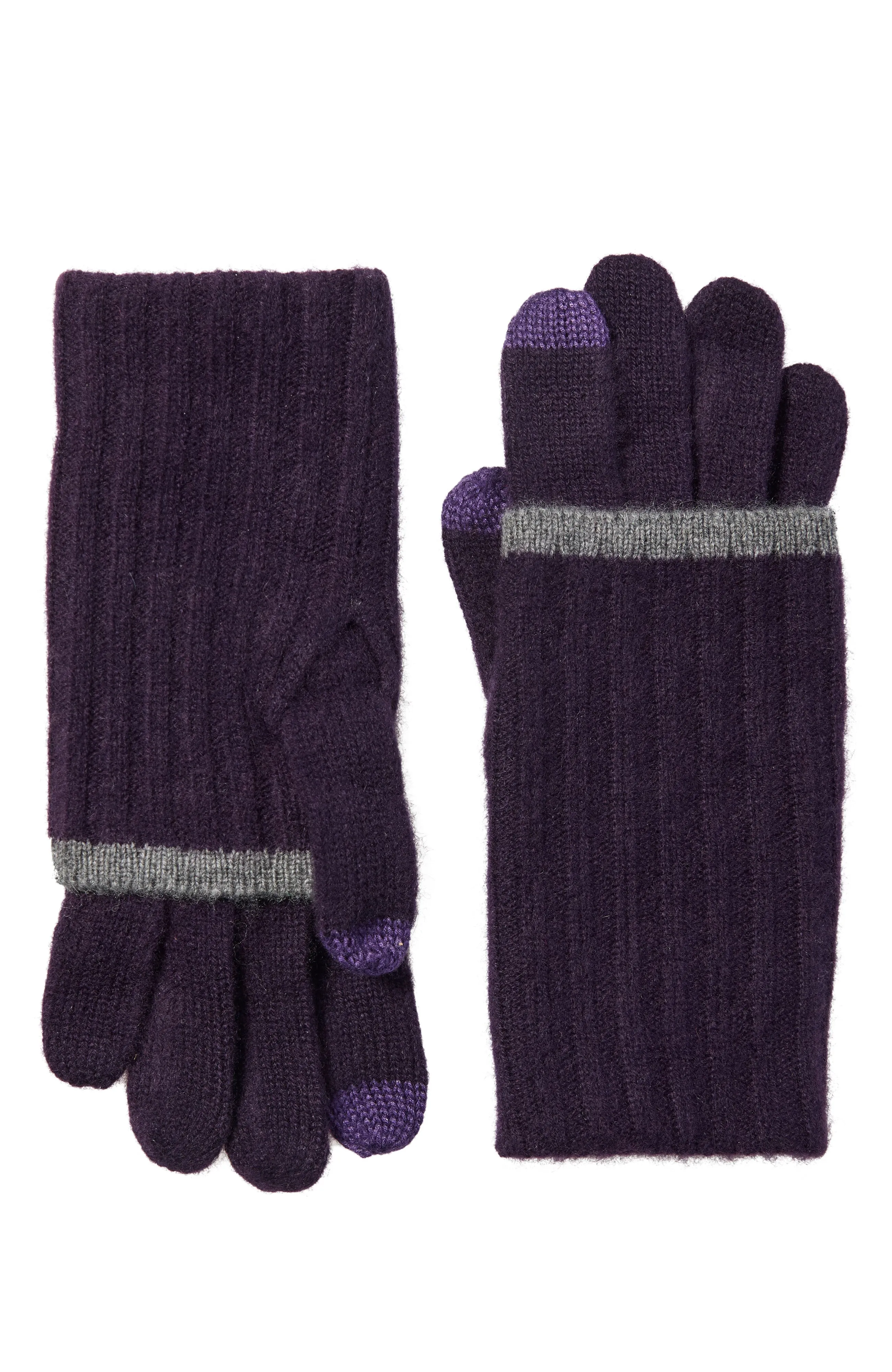 CASHMERE GLOVE WITH RIBBED OVERLAY