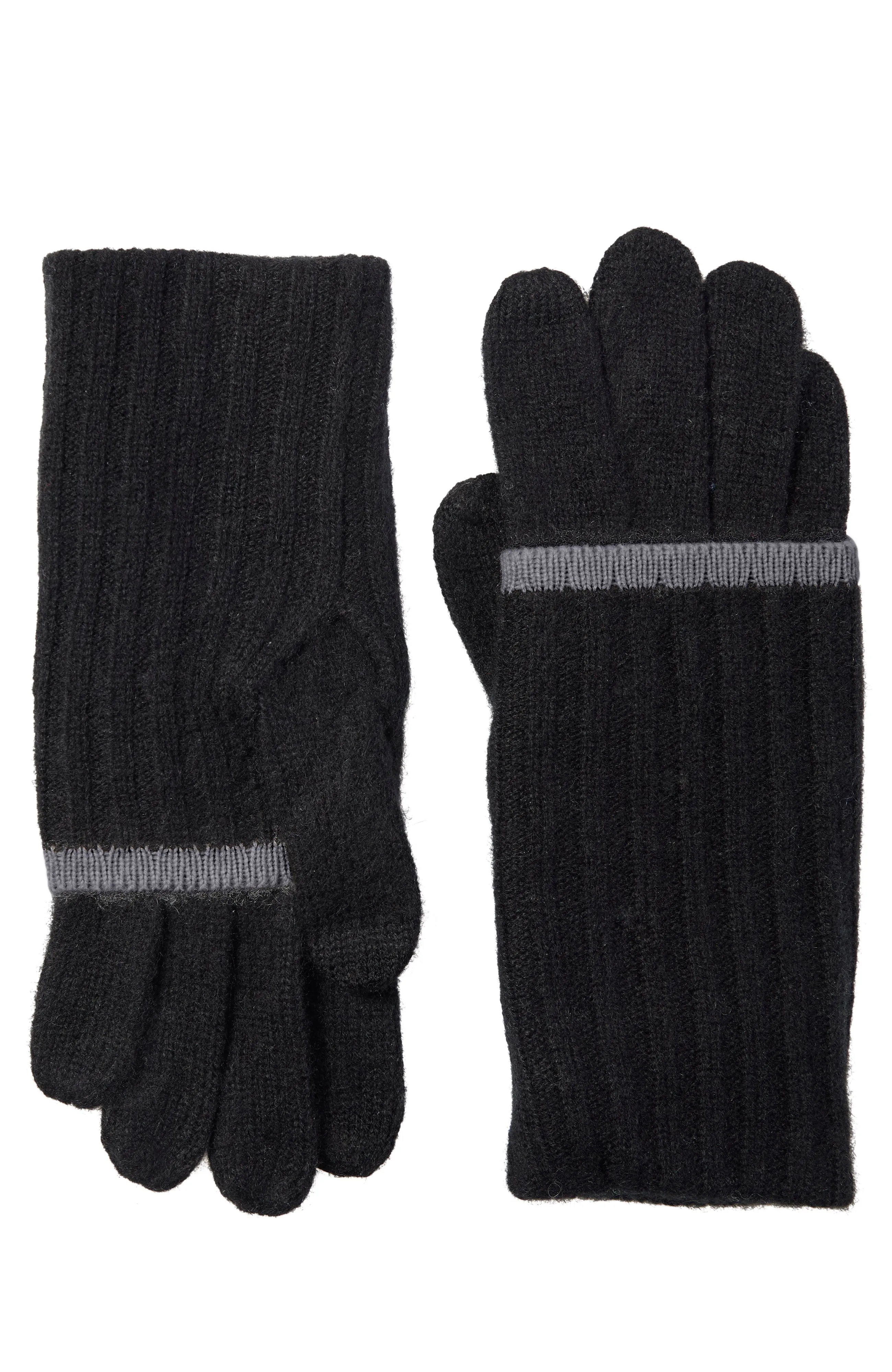 CASHMERE GLOVE WITH RIBBED OVERLAY