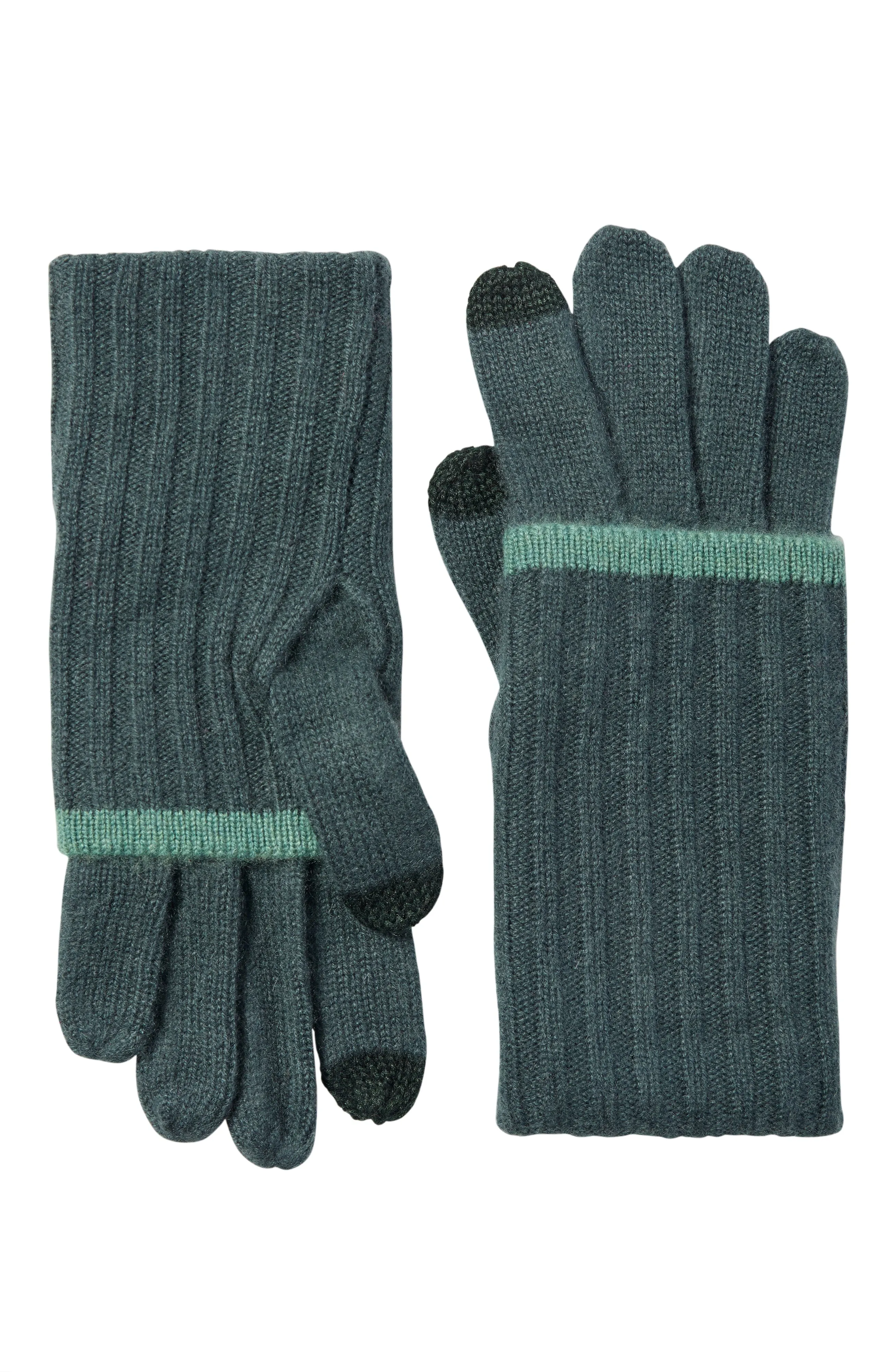 CASHMERE GLOVE WITH RIBBED OVERLAY