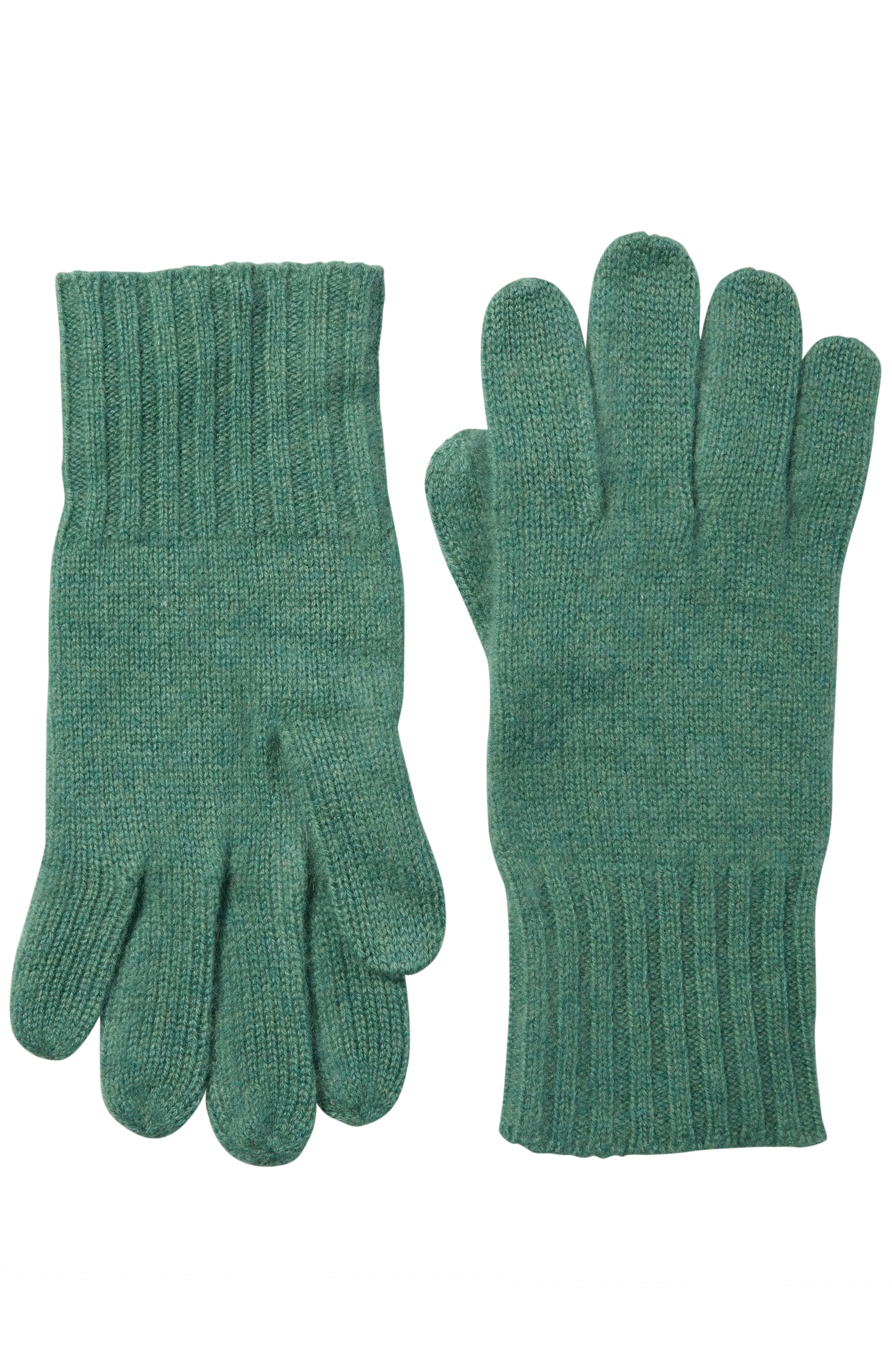 CASHMERE RIBBED CUFF GLOVE WITH TOUCH TECH