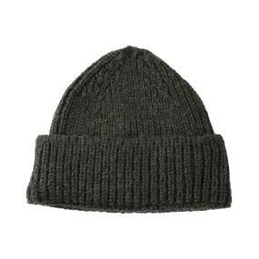 Chunky Knitted Beanie Hat in Olive