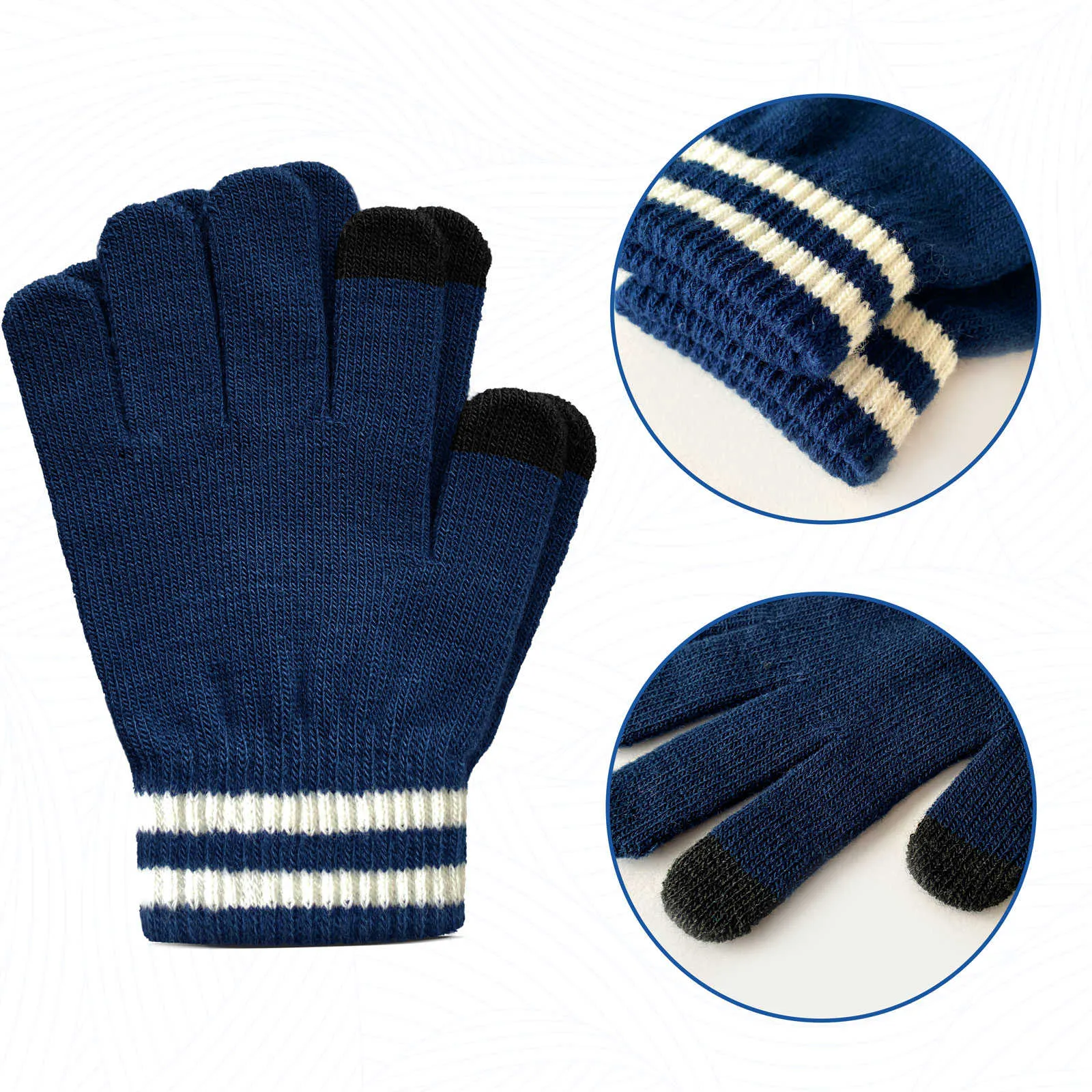 EvridWear Kids Touchscreen Winter Mittens - 3 Pairs, Warm Knit for Toddlers (Boys & Girls)