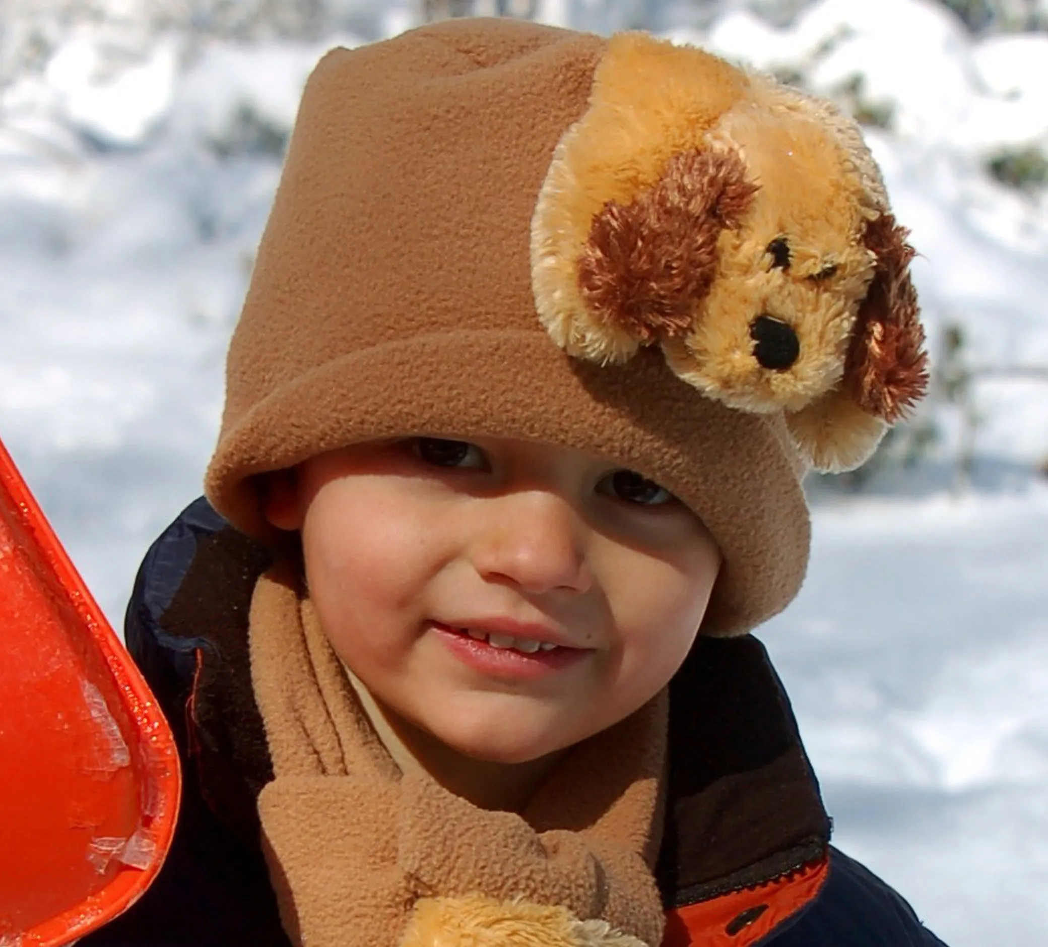 Floppy Ear Dog on Camel Fleece Buddy Hat