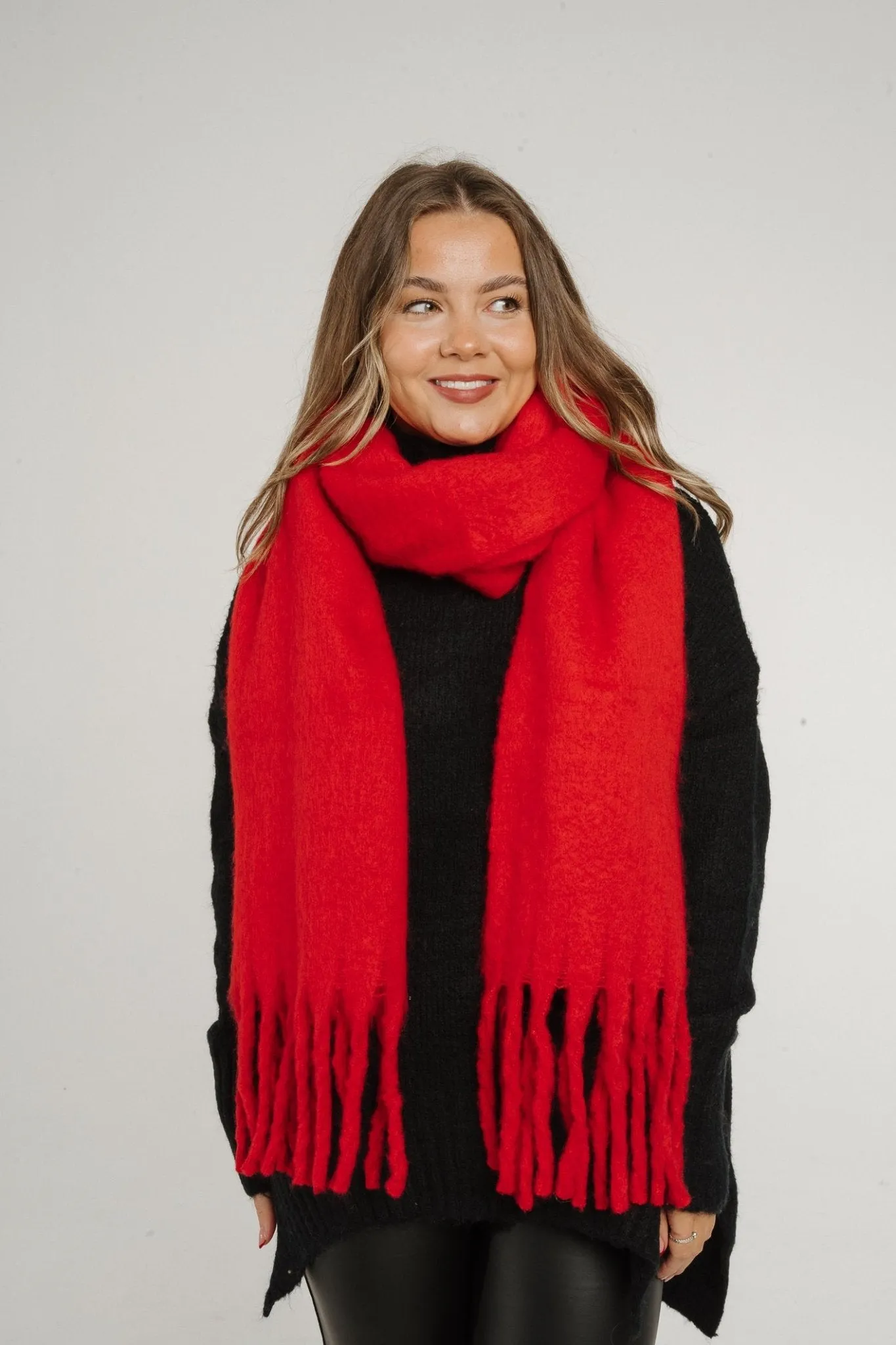 Frankie Tassel Scarf In Red