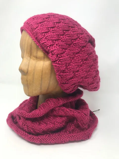 Fuchsia Acrylic Cable Knit Cowl