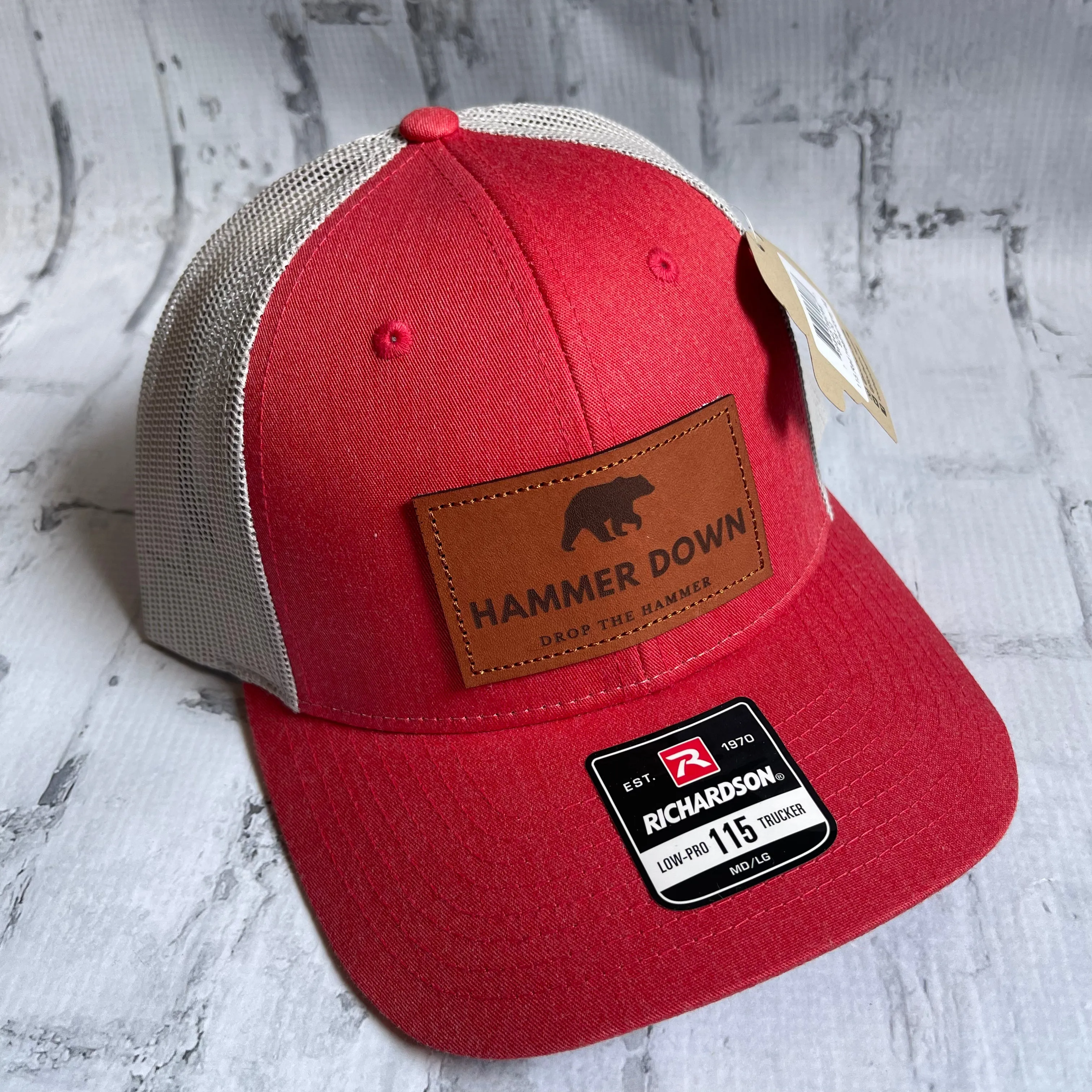 Hammer Down "DTH Bear" Hat - Red with Leather Patch