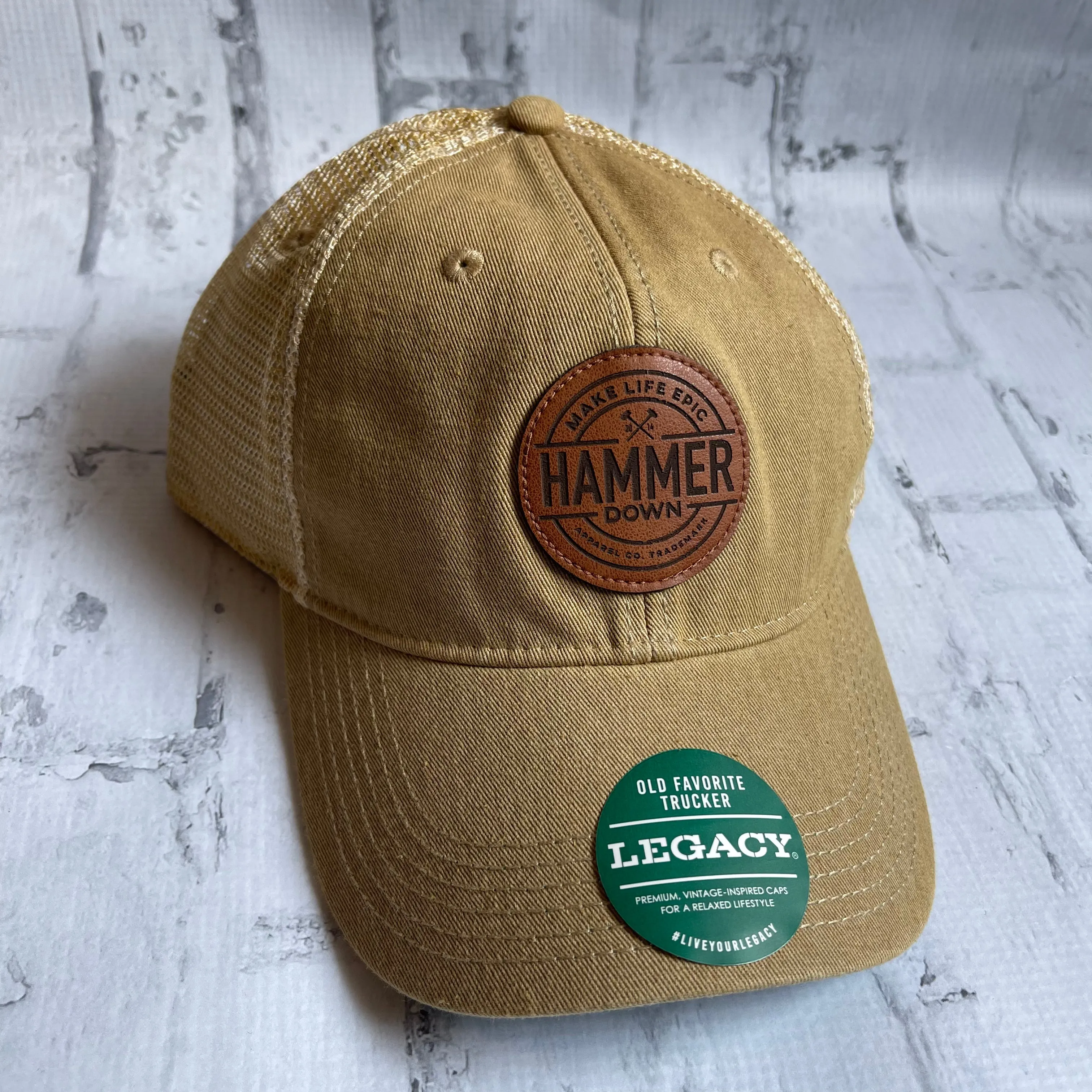 Hammer Down "MLE Badge" Hat - Mustard with Leather Patch