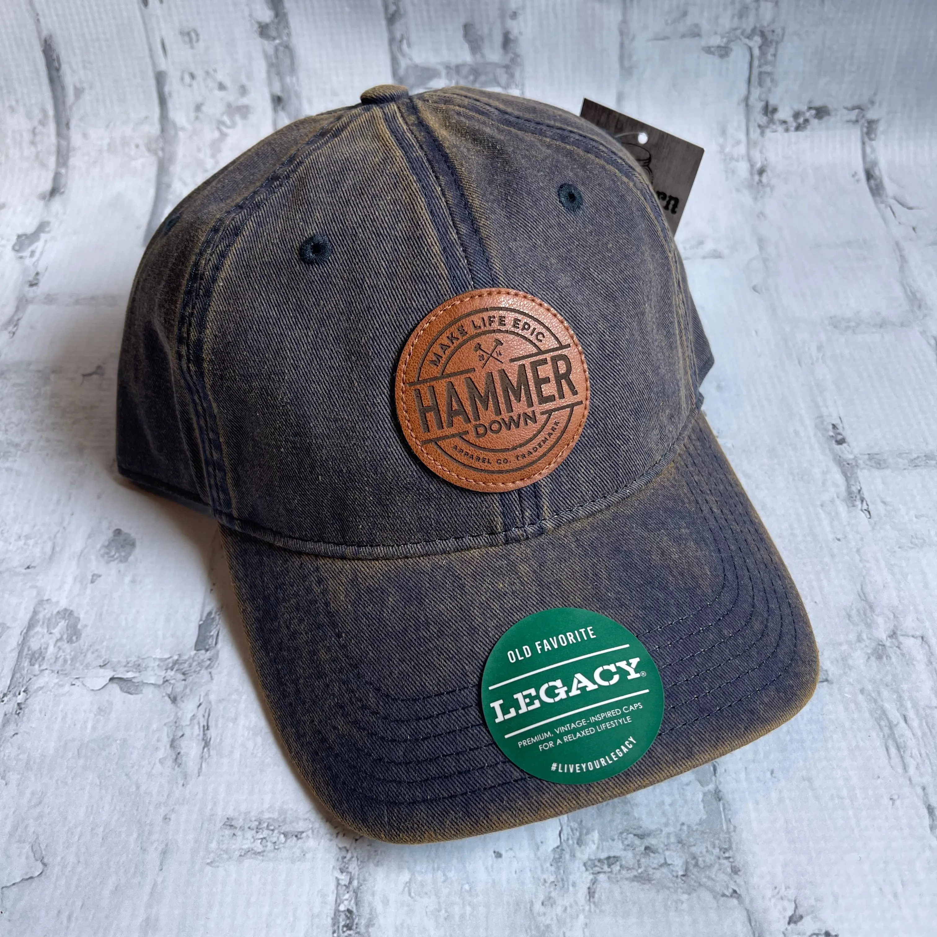 Hammer Down "MLE Badge" Hat - Navy Rust with Leather Patch