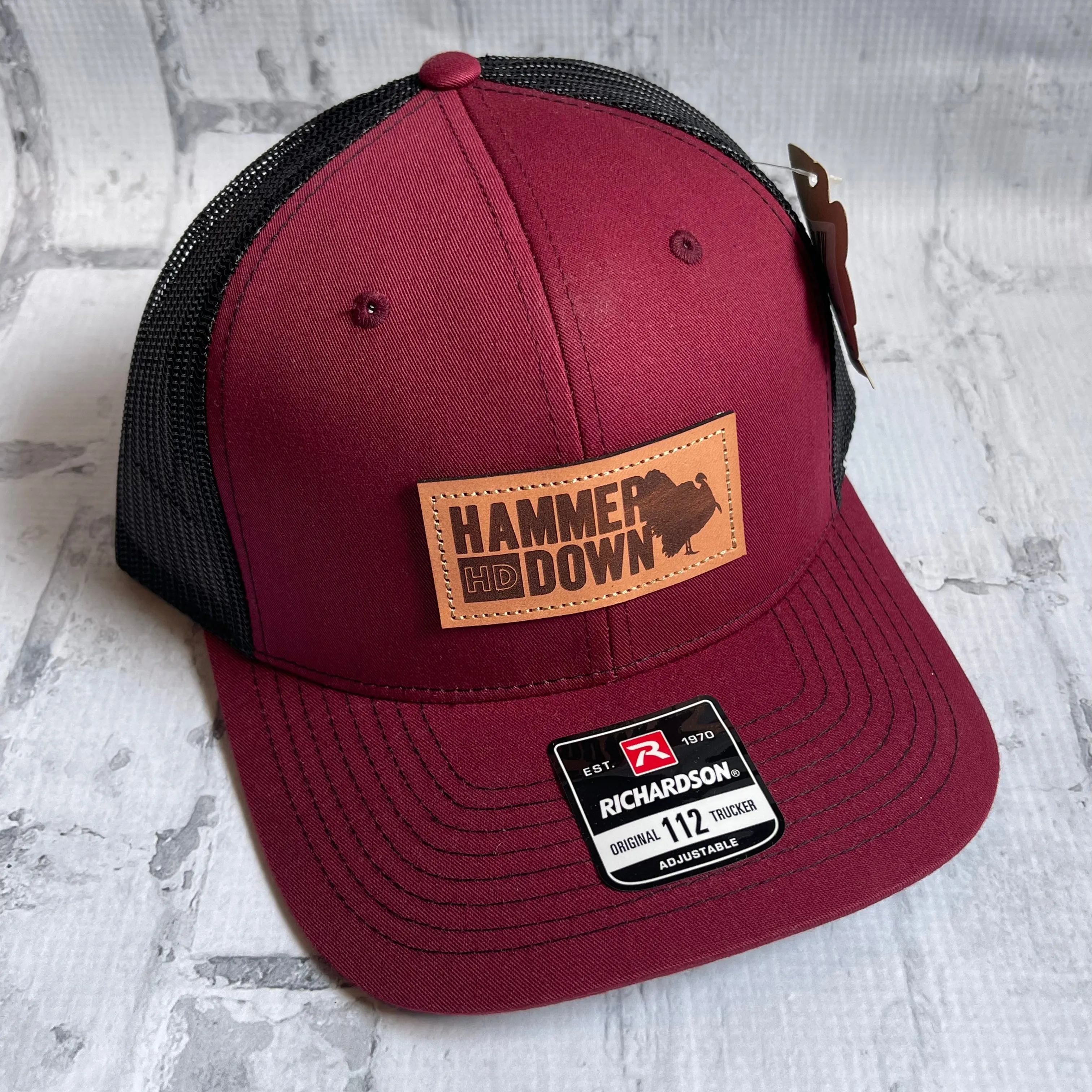 Hammer Down "Rectangle Turkey" Hat - Cardinal with Leather Patch