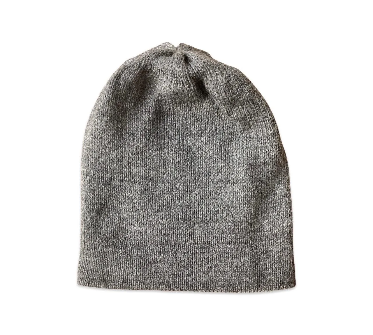 Hand Knitted Alpaca Reversible Beanie - Charcoal / Grey