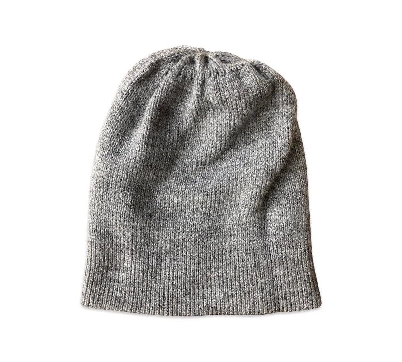 Hand Knitted Alpaca Reversible Beanie - Charcoal / Grey