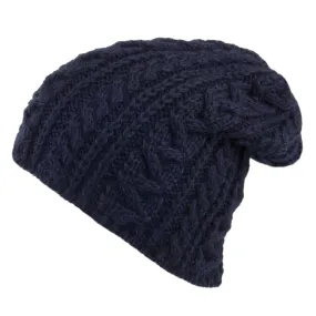 Highland 2000 English Wool Oversized Beanie Hat - Navy Blue