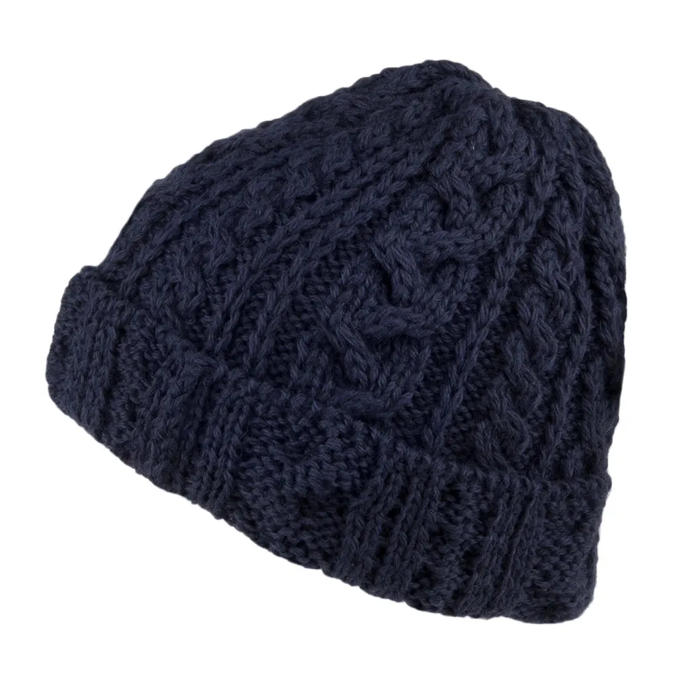 Highland 2000 English Wool Oversized Beanie Hat - Navy Blue