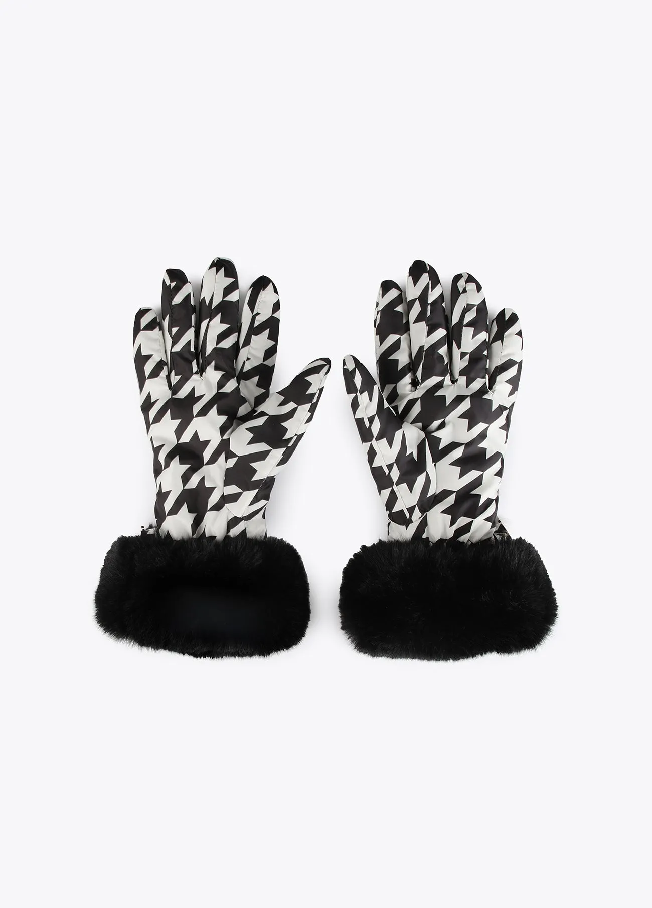 Houndstooth bow gloves