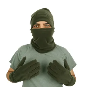 Khaki Fleece Beanie - Fleece Neck Collar - Fleece Gloves (Set of 3)