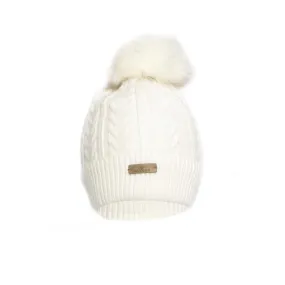 Luxury Faux Fur Pompom Hat in Cream