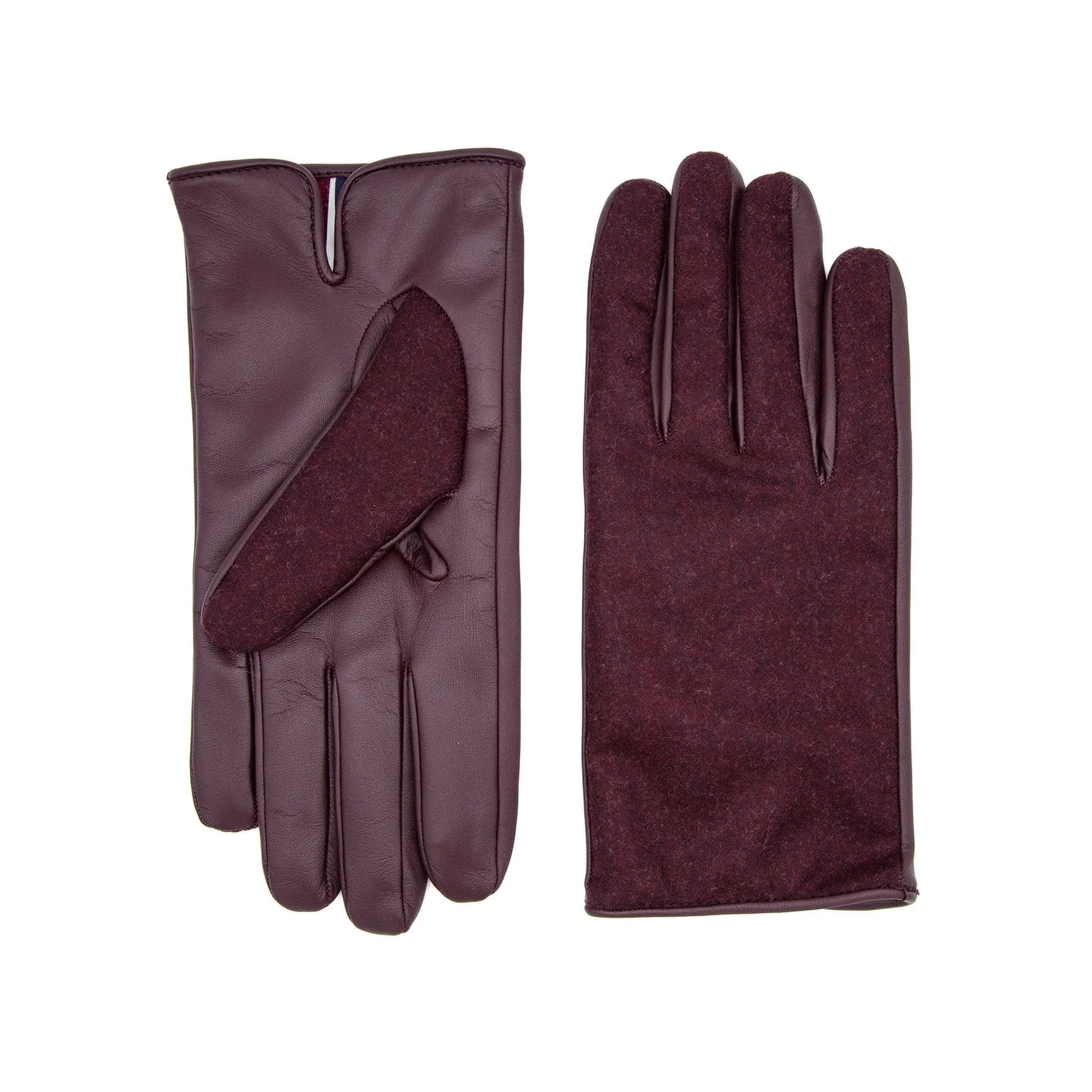 Men's bordeaux nappa touch leather gloves and Holland&Sherry wool top