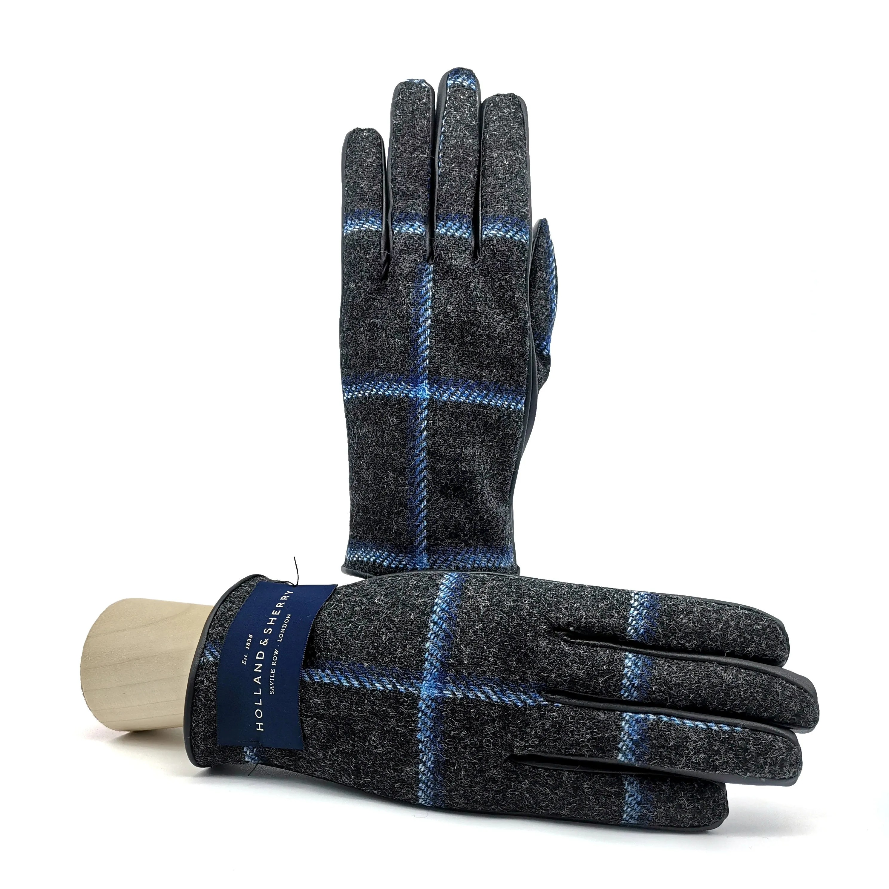 Men's leather gloves with  Holland & Sherry superfine wool top