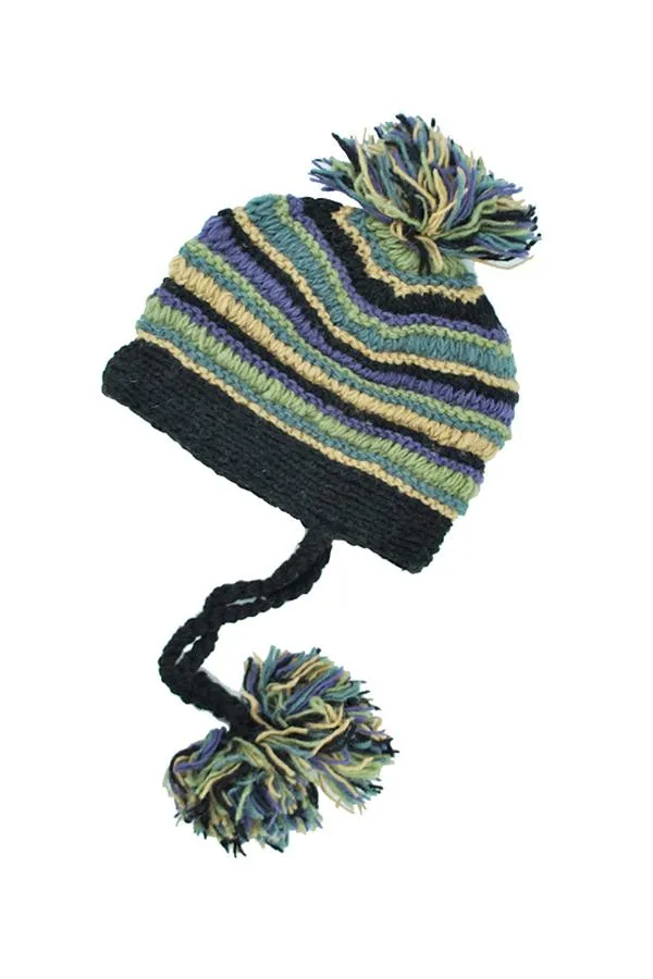 Multi stripe hat with braids