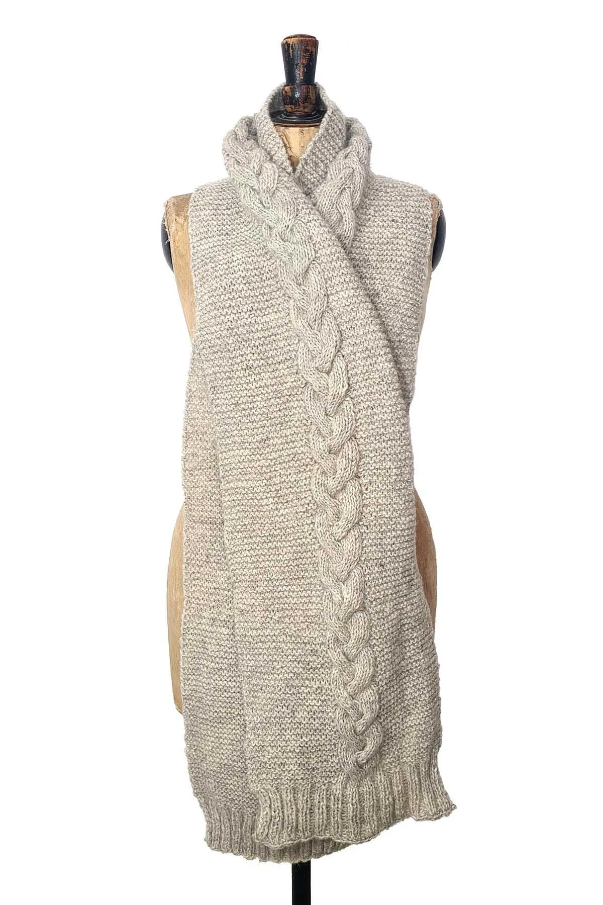 Oatmeal Hand Knitted Scarf