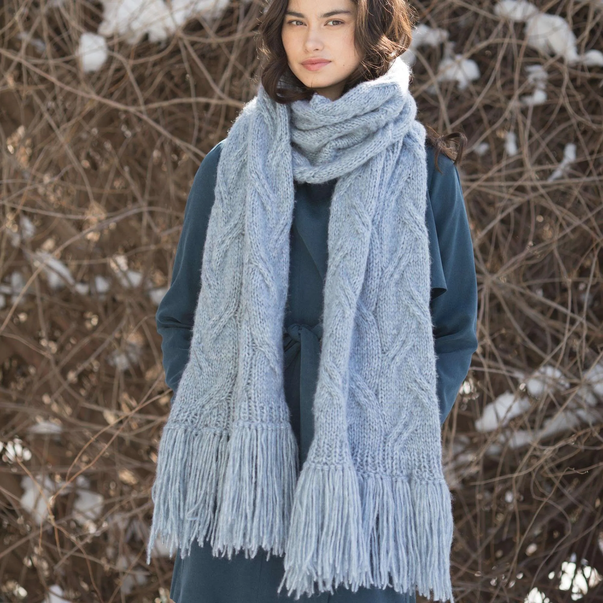 Patons Staggered Cable Knit Scarf