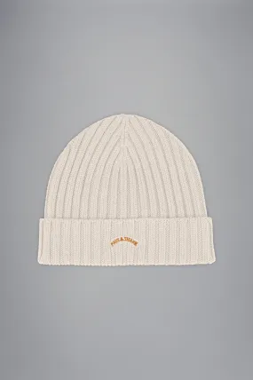 Paul & Shark Wool Beanie with Moon Badge | Cream