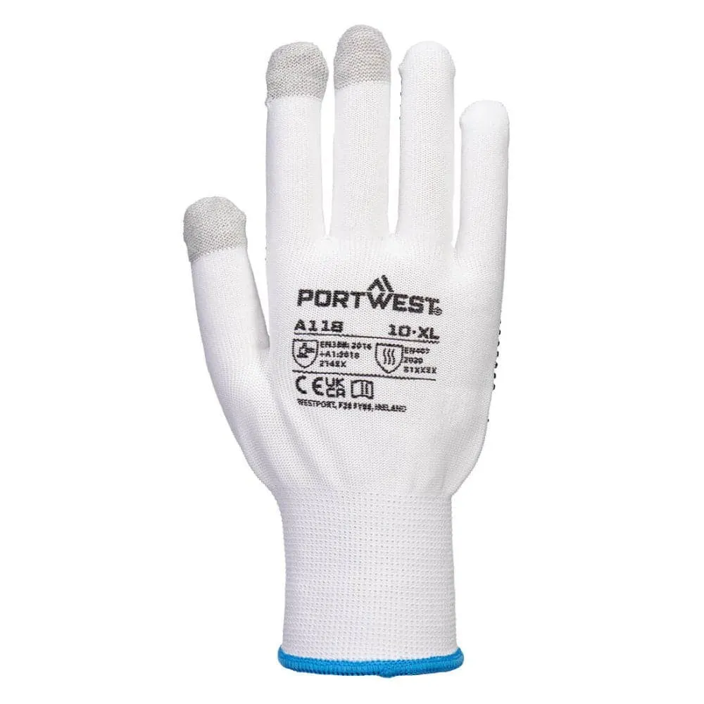 Portwest A118 Grip 13 PVC Dotted Touchscreen Gloves (Pk12)