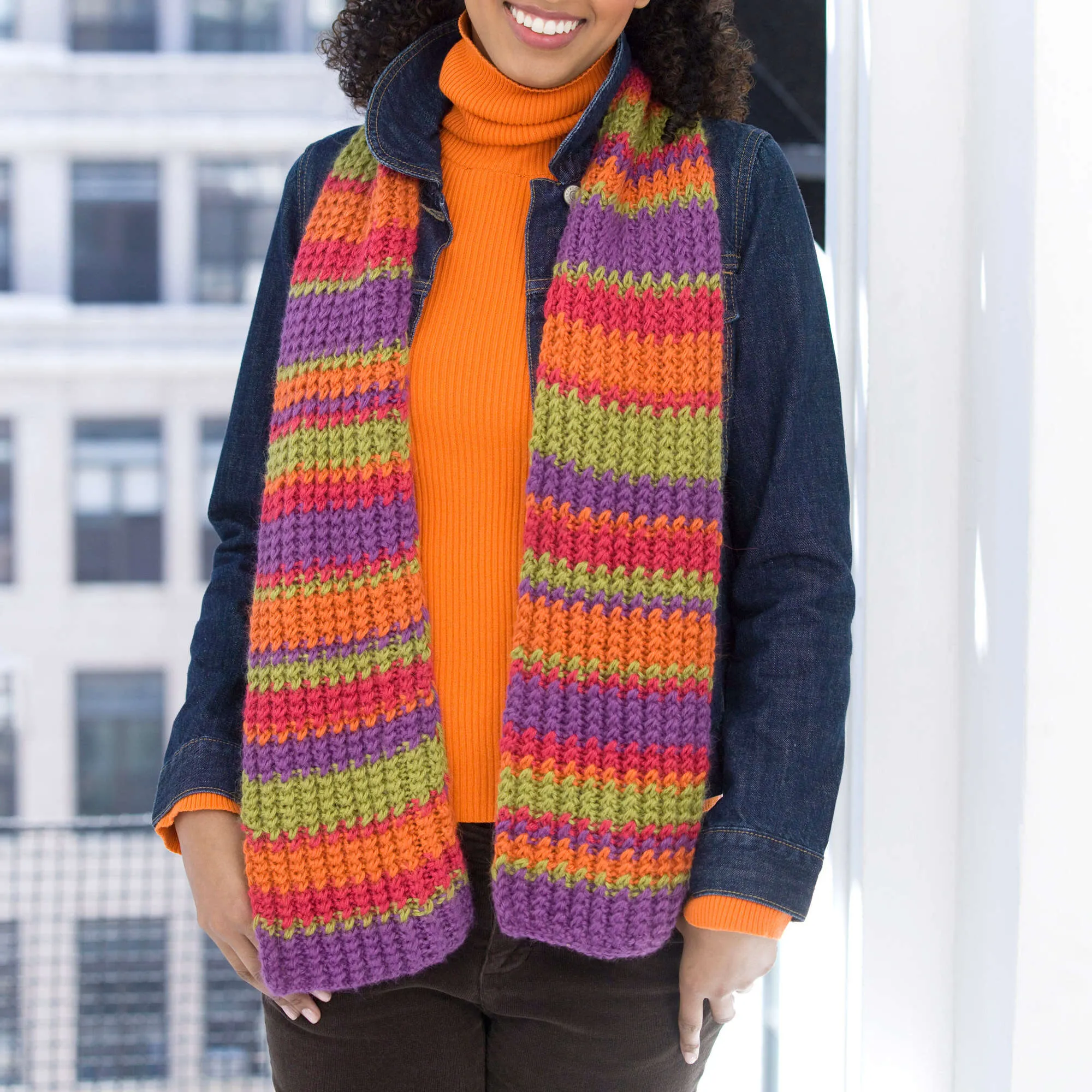 Red Heart Knit Reversible Cable Scarf