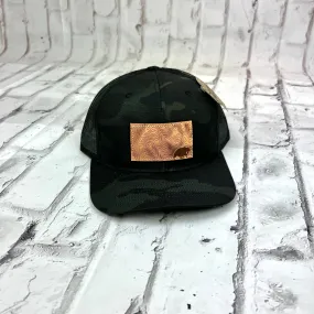 Ripple And Run "Bear Topography" Hat - Multi Camo And Black with Leather Patch