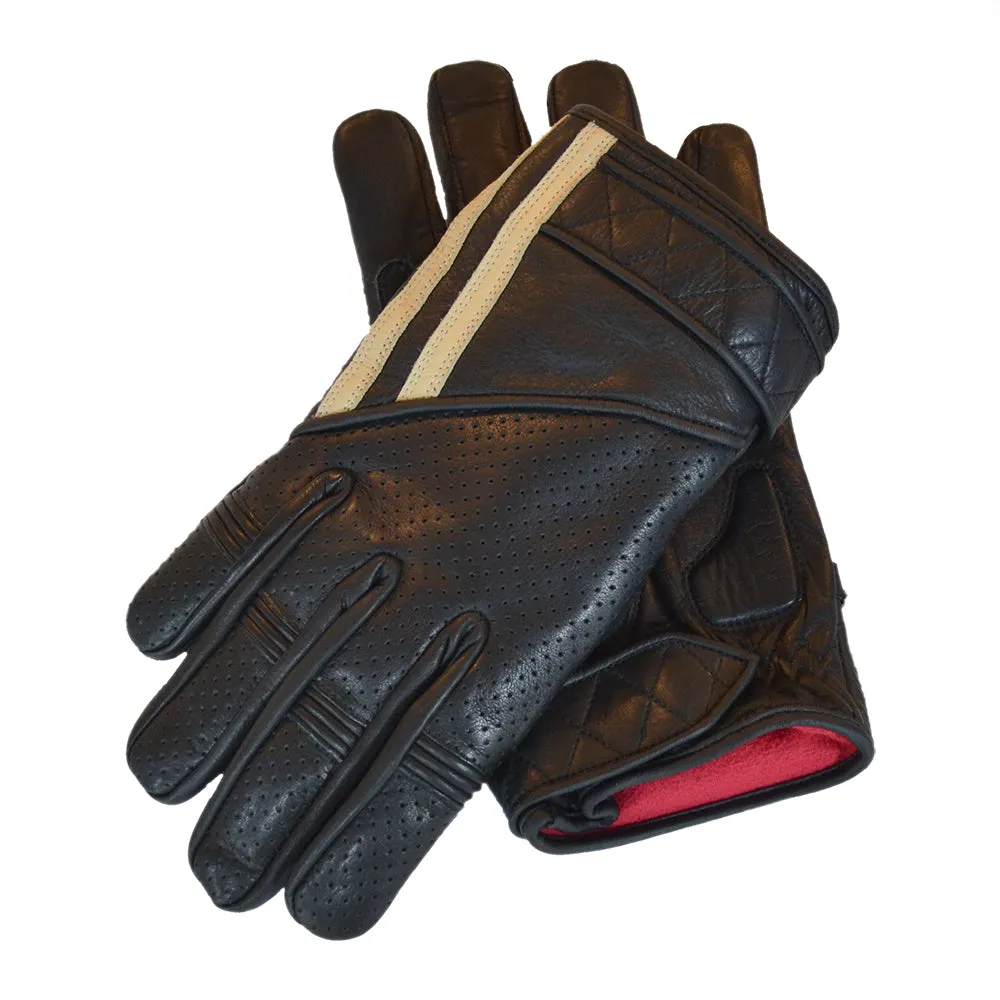 Short Racing Stripe Cafe Racer Gloves