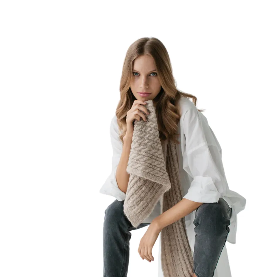 SOPHIE - Cosy Cable Scarf - Oat