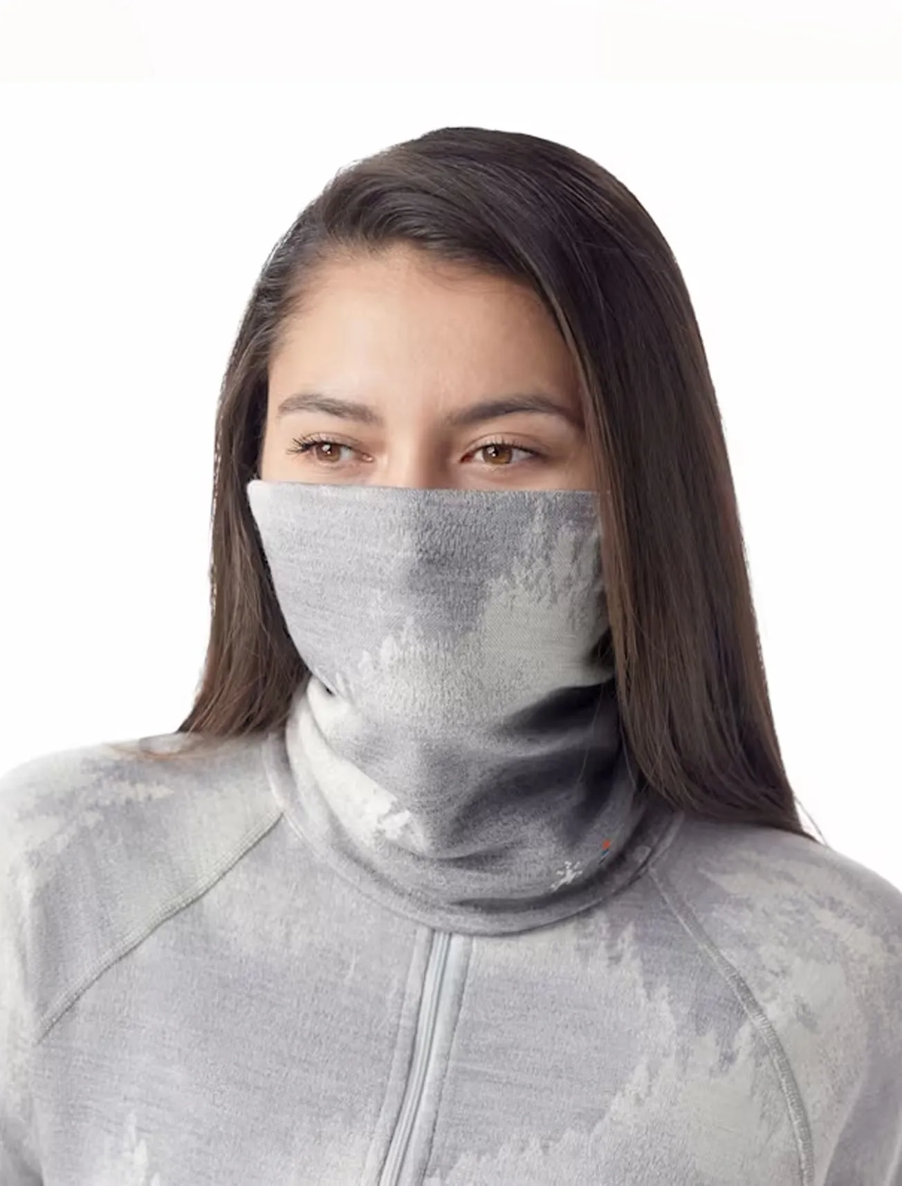 Thermal Reverse Neck Gaiter, Light Gray Foggy Pines