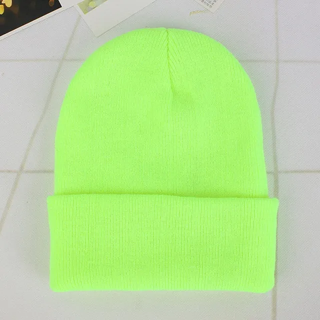 Winter Hats for Woman New Beanies Knitted Fluorescent Hat Girls Autumn Female Beanie Caps Warmer Bonnet Ladies Casual Cap