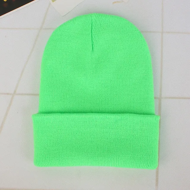 Winter Hats for Woman New Beanies Knitted Fluorescent Hat Girls Autumn Female Beanie Caps Warmer Bonnet Ladies Casual Cap