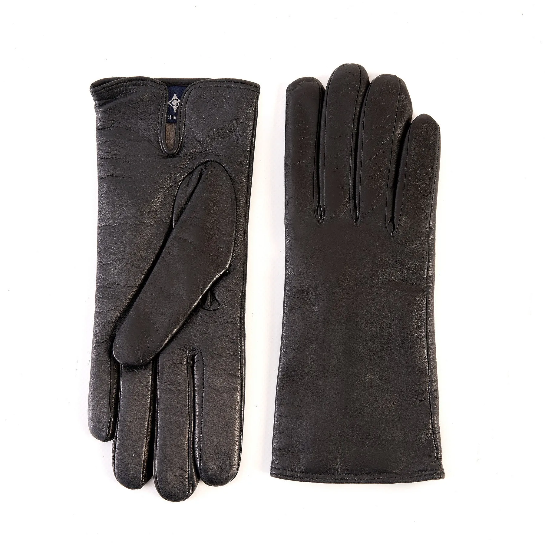 Women’s basic soft nappa touchscreen leather gloves with palm opening and cashmere lining