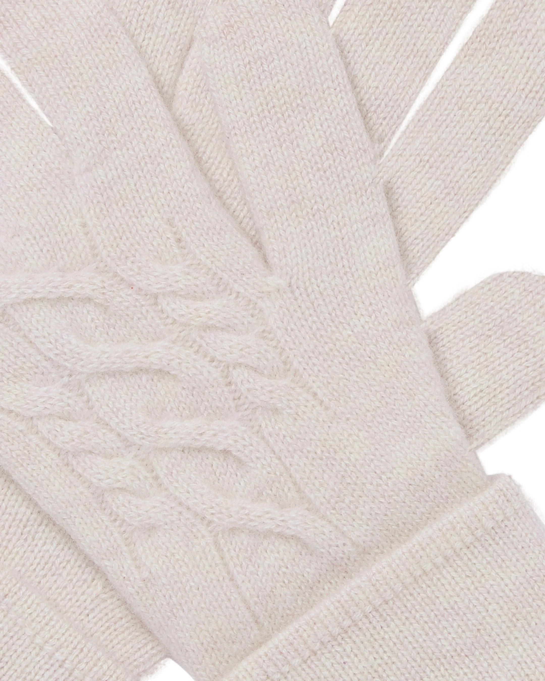 Women's Cable Cashmere Gloves Frost White